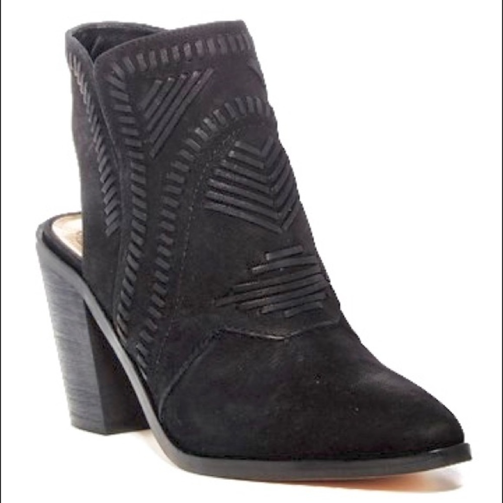Vince Camuto Black leather western cut out booties - Picture 2 of 7
